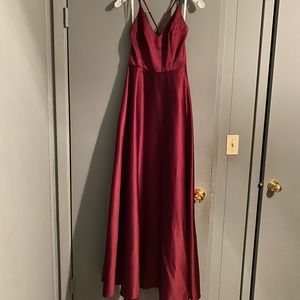 Spaghetti Strap Satin A-Line Bridesmaid Dress Wine size 0